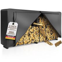 Lawa Living And Lifestyle - Kaminholzregal Außen Metall Verzinkt Mit Plane 223x25x115 Stapelhilfe Brennholz 800kg Unterstand Mit Dach