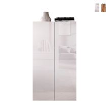 Armoire Polyvalente Salon Bureau 2 Portes 2 Étagères 63x35x114cm Liara - Blanc