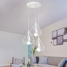 Lámpara Colgante, 3 Luces Vintage Lámparas De Techo Con Ø20cm Jaula De Diamante, Industriale Luminaria De Techo De Planchar E27 Para Dormitorio Salon 
