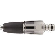 Boquilla de limpieza ajustable de latón niquelado – Goma de agarre – Ideal para riego y limpieza
