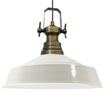 Handbemalte Industrielle Hängeleuchte Aus Weiß Metall – Vintage-kronleuchter E27 Ø41 Cm Für Wohnzimmer, Schlafzimmer Oder Esszimmer