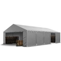 Toolport Lagerzelt 5x10 M Industriezelt Unterstand Pvc Plane 750 N Grau Mit Bodenrahmen Und Dachverstärkung