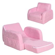 Canapé Transformable Enfant 2 En 1 2 Positions Avec Repose-bras Rembourré 47x45x38 Cm Rose