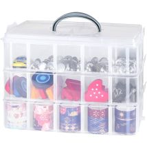 Boite De Rangement En Plastique, Boite De Rangement Transparente, 3 Niveaux Superposables En Plastique,boîte De Rangement Diviseur Réglable, Boite En 