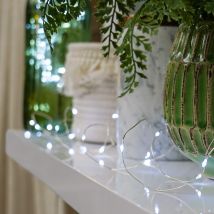 Festive Lights - 10.5m Battery Power Outdoor Firefly Led Fairy Lights White Garden Home Decoration