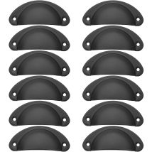 Dpzo - 12pcs Vintage Shell Handles For Drawers Cabinets Kitchen Cupboards Curved Retro Iron Cabinet Door Knob 8.2cm X 3.5cm Furniture Handles With 