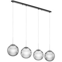 Uniprodo Lámpara colgante moderna 4 focos E27 cristal ahumado negro 40W 123x20x170cm