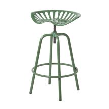 Esschert Design - Homescapes Vintage Style Metal Green Adjustable Tractor Seat Bar Stool - Green