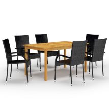 7 Piece Garden Dining Set Black Vidaxl