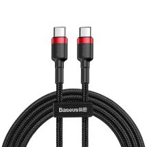 Basetech - Baseus Cafule Kabel Strapazierfähiges Nylonkabel Usb-c Pd / Usb-c Pd Pd2.0 60w 20v 3a Qc3.0 1m Schwarz-rot (catklf-g91)