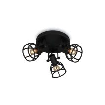 Lampada Da Soffitto Retrò Regolabile Con Paralume A Griglia 3xe14 25w Acciaio Nero Brilo Ner
