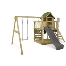 Parque Infantil De Madera Fatmoose Jazzyjungle Jam Con Columpio Y Tobogan En Antracita