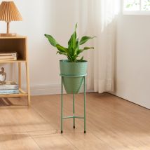 Blumenständer Asten 40,5x16 cm Grün – Dekorativer Pflanzständer mit abnehmbarem Pflanztopf – Sicherer Stand – Schneller Aufbau