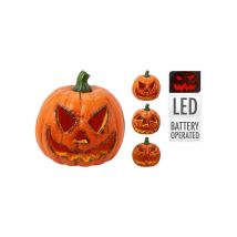 2 Zucche Di Halloween Con Led, Pvc, Alimentate A Batteria, 3 Modelli. Basics