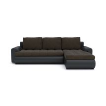 Romano - Tokyo Right Hand Facing Velvet Fabric Corner Sofa Bed - Brown & Black