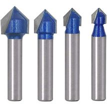 Minkrow, 4 Uds., Vástago De 6,35mm, Ranura En V, Enrutador Cnc De Carburo Sólido, Grabado, Broca De Ranurado En V De 90 Grados, Herramientas De 