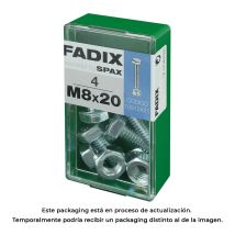 Fadix - Metrische Sechskantschraube + Mutter, Zink, M 8x20mm, Schachtel Mit 4 Stück. 85761