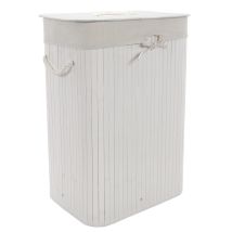 Wäschekorb – Bambus – 72 l – 40 × 30 × 60 cm – abnehmbarer Sack mit Schleife – Deckel mit Griff