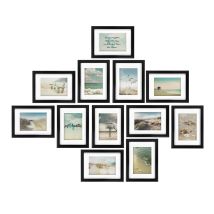 Set Di 12 Cornici Per Foto Ocean - Cornici Foto Collage - Collage Portafoto - Cornici In Legno - Portafoto E Portaimmagini 12x 13x18cm Nero - Bomoe