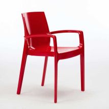 Chaise Polypropylène Empilable Avec Accoudoirs Salle À Manger Cream Grand Soleil - Rouge