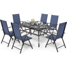 Phivilla 6+1 Garden Table And Chairs Set Of 6 Patio Seating Folding Chair 6x Adjustable With 7 Seating Positions And Metal Dinning Table Garden 