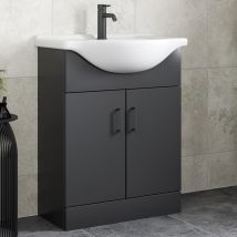 Alpine - Black Bathroom Furniture Vanity Unit With Basin 650mm