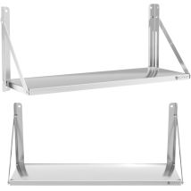 Scaffale Da Parete Pieghevole In Acciaio Inox Per Ristorazione Fino A 40 Kg 100 X 30 Cm