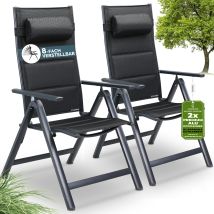 Casaria - 2x/4x Bern Premium High Back Folding Aluminium Garden Chairs 8-point Reclining Padded Armchair Foldable Lightweight Outdoor Patio Balcony 