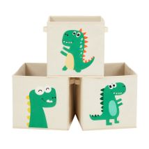 Organizador Para Niños Valora X3 De Tela Beige Y Verde, Ahorro De Espacio