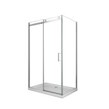 Duschkabine 8 Mm Ecke Mit 1 Seitlicher Fester Glasscheibe (reversibel) Und 1 Schiebetür, Höhe 190 Cm 90 (87-89) X 140 (137,5-139)