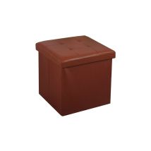 Hobag - Coffre De Rangement Pouf Pliable Pvc 38cm - Choco