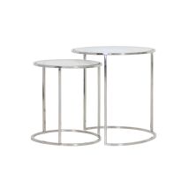 Table d'appoint – Ensemble de 2 tables Duarte – Nickel – Ø40 cm et Ø50 cm – Mobilier d'intérieur