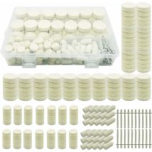 200 Pcs Roue De Polissage En Laine, Tampon De Polissa Roue De Polissage Avec Tige Métal Pour Accessoires Dremel Outils Rotatifs
