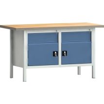 Klw-lutz Équipement De Fonctionnement Établi Pw 700 L1500xp700xh840mm Hêtre Multiplex Gris Bleu 2 Tiroirs. 2 Portes - Wns177n-1500m40-e1650 7035/500