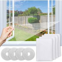 Mosquitera Para Ventana Recortable, Juego De 4 Mosquiteras Para Ventanas, Mosquitera Mejorada Con Tira Adhesiva, Malla Fina Transparente, 130 X 150 Cm