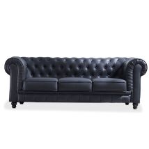 Sofá Chester 3 Plazas Símil Piel Negro 211cm (ancho) X 75cm (alto)