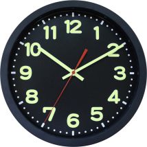 Funk Wanduhr 30 cm – fluoreszierende Zeiger und Ziffern – Schwarz – 91116885