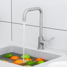 Grifo Mezclador De Cocina De Acero Inoxidable Cepillado Cecipa Grifo De Cocina Con Caño Alto Y Curvo, Giratorio 360°