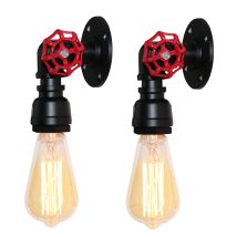 Applique Murale Rétro Lamp Murale Fer Forgé Pipe Eau Luminaire Murale Créative Nostalgique Couleur Noir - 2pcs