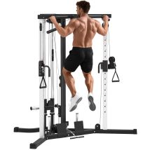 Sportnow Power Tower Con 15 Posizioni Regolabile, Stazione Fitness Con Sbarra Per Trazioni E Bilanciere, Palestra Multifunzione In Acciaio, Per Home 