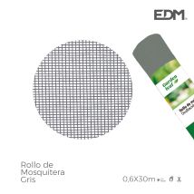 EDM – Moskitonetzrolle grau 0,60 x 30 m – PVC-beschichtetes Fiberglas – Widerstandsfähig – Einfache Installation