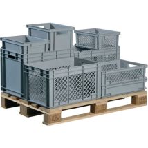 Lockweiler - Contenitore Di Trasporto L600xp400xh280mm Grigio Pp Dimensioni Apertura, Pareti Laterali Forate