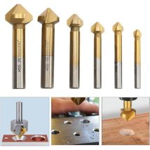 Hss Coniques Fraisés Foret À Chanfreiner 6 Pcs 90 ° Revêtements En À Noyer Titane Ø 6,3-20,5 Mm Outil De Vis Convient Pour Diy Bois Métal Pvc