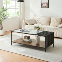 [en.casa] - Mesa De Centro Pärghos Acero 120x60x45 Cm - Negro/efecto Roble