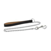 Ancol – Heavy Chain Lead with TH Handle – 91 cm – Black – Durable Leather Handle – Heavy-Duty Metal Chain