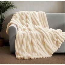 Super Warm Velvet Polar Fleece, Double-layer Soft Fluffy Faux Rabbit Fur (beige, 120x200cm)