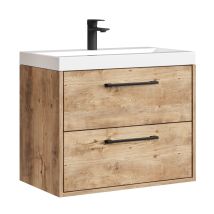 Set Mobili Da Bagno Florence 01 60 Cm – Rovere Castagno – Mobile Lavabo Sospeso Con Chiusura Ammortizzata