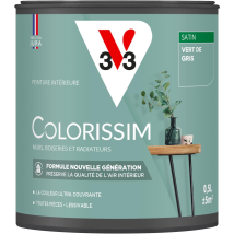 V33 - Peinture Murale Intérieure Colorissim Vert De Gris Satin 0,5l