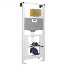 120 Plus Mechanical Mid Height Concealed Cistern With Wall Frame And Basal Brushed Brass Soft Touch Dual Flush Plate With Square Buttons - Oli