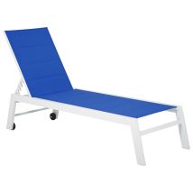 Happy Garden - Tumbona Barbados En Textileno Azul Estructura De Aluminio Blanco